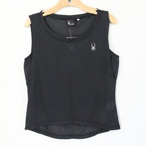 Spyder Women Gym Tank Top NEW sz Large Sleeveless Black Shirt Lightweight